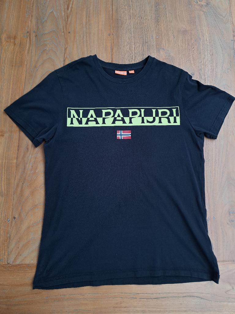 T-shirt Napapijri Herenmt L shirt zwart als nieuw, Maat 52/54 (L), Zwart, Ophalen of Verzenden, Zo goed als nieuw
