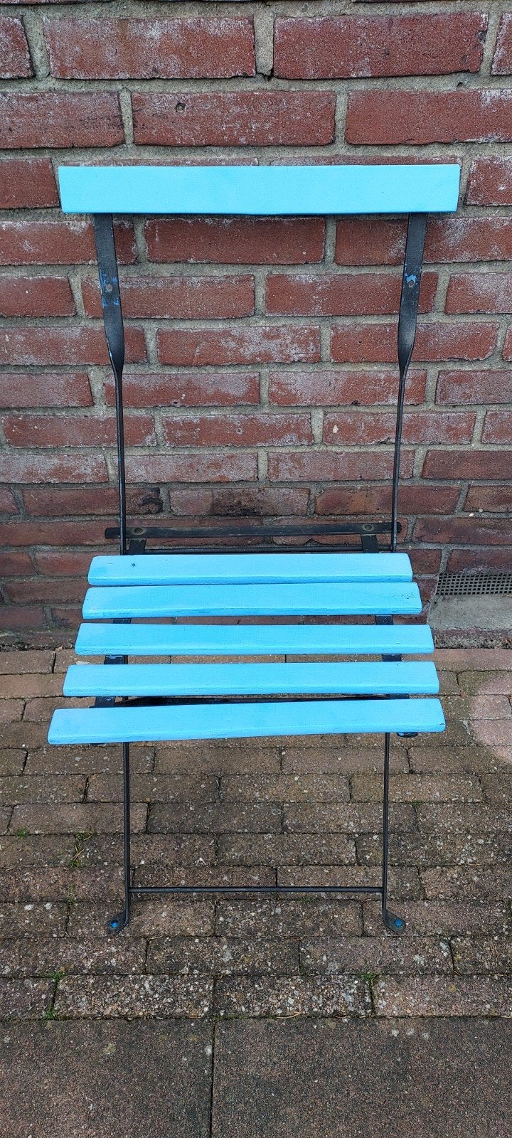 Bistro stoel blauw, Tuin en Terras, Ophalen, Metaal