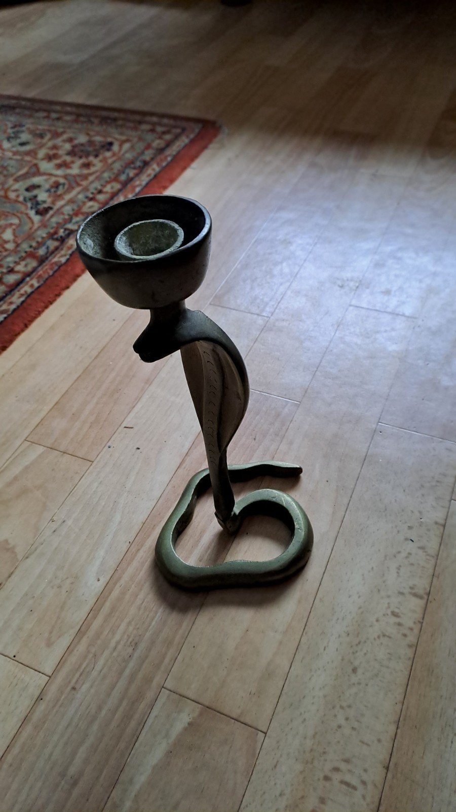 Vintage Cobra Koperen Kaarsenhouder uit de jaren '70, Ophalen of Verzenden, Koper of Brons