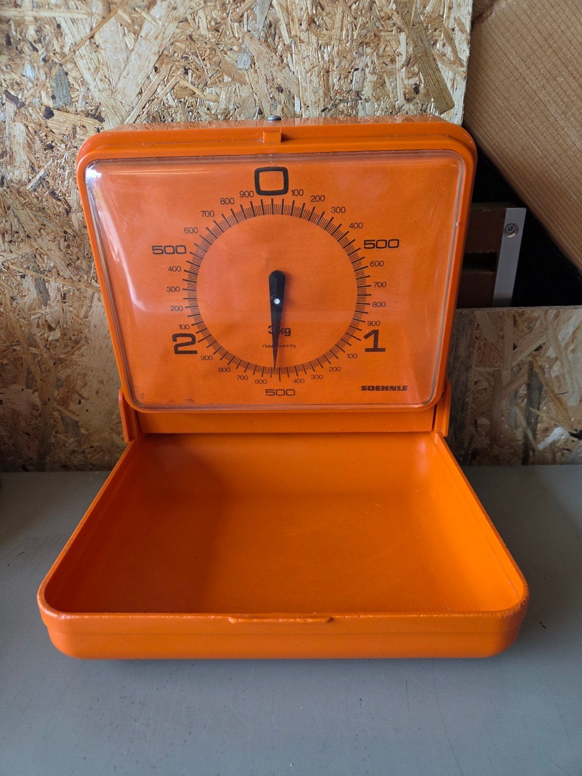 Vintage Retro Oranje Soehnle wandweegschaal keukenweegschaal, Ophalen