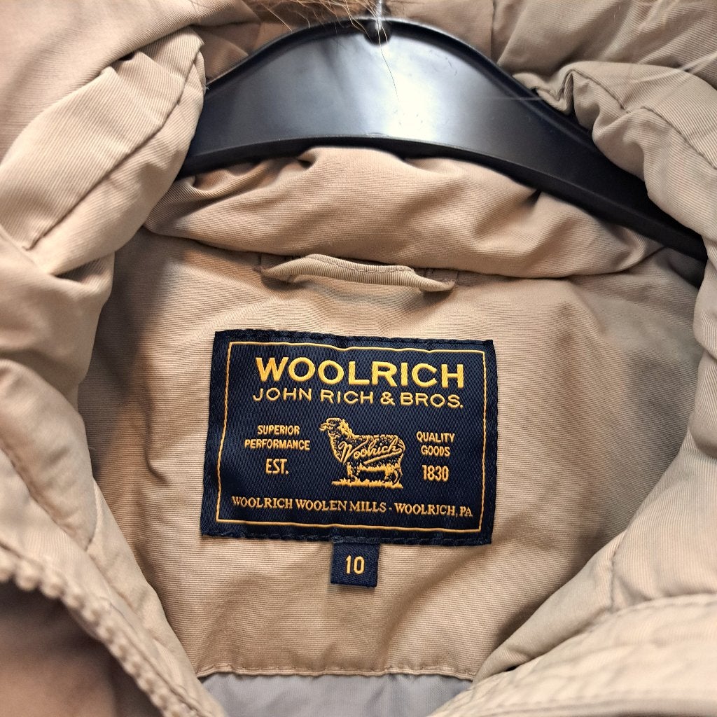 Woolrich luxe winterjas zand beige met capuchon mt 140 49899, Meisje, ., Ophalen of Verzenden, Zo goed als nieuw