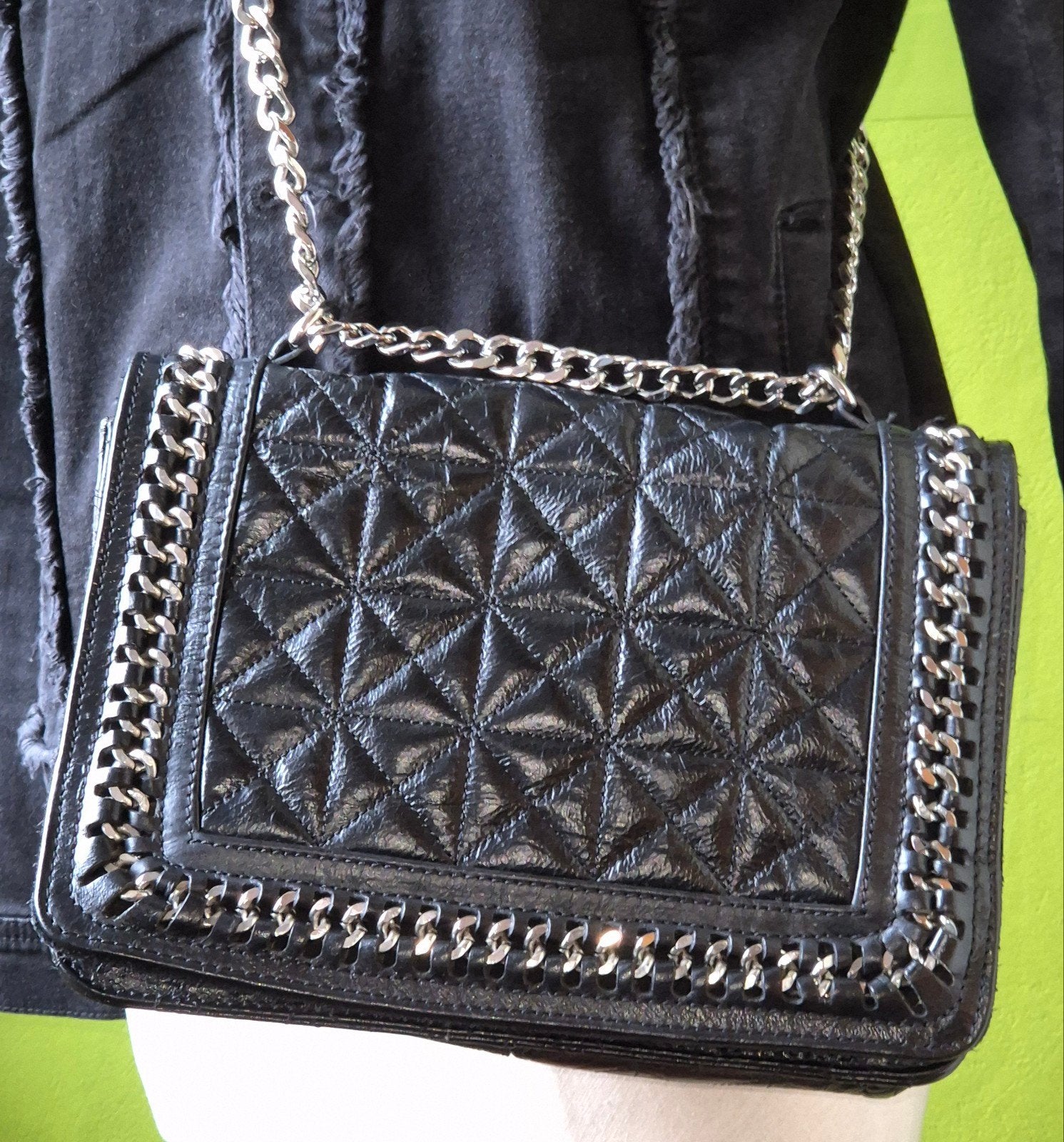 Elegante Zwarte Leren Zara Tas met Ketting Schouderband, Ophalen of Verzenden