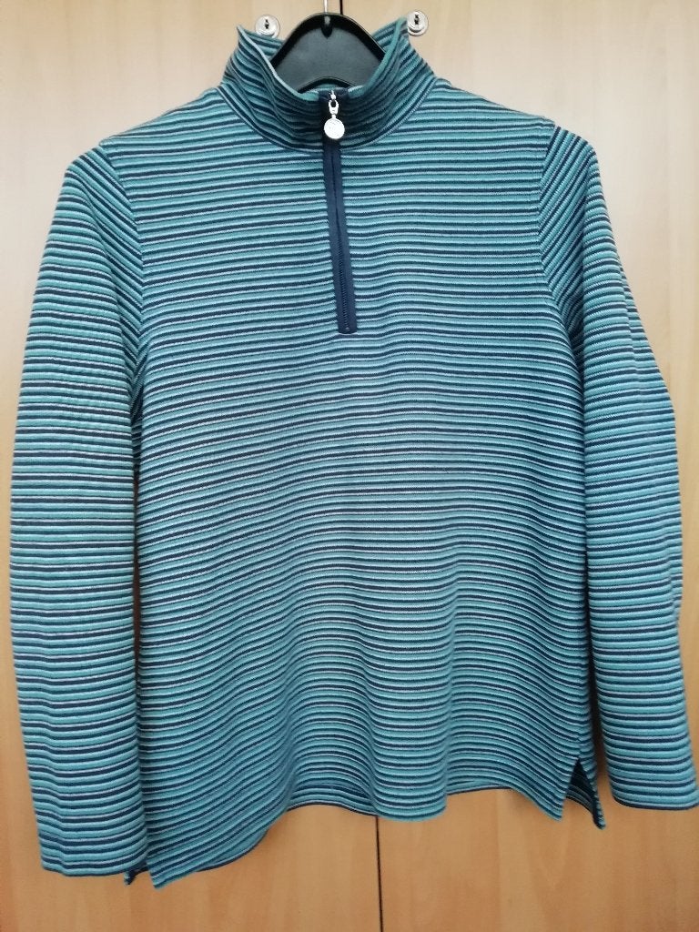 Trui M King Field met subtiel streepje in petrol kleuren, Kleding | Dames, Maat 38/40 (M), King Field, Verzenden, Gedragen