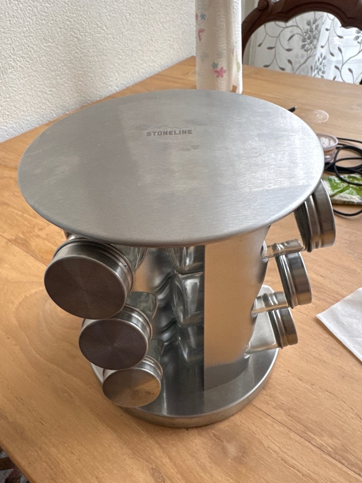 Stoneline RVS Kruidenrek met Glazen Potjes, Ophalen, Overige typen, Zilver, Zo goed als nieuw