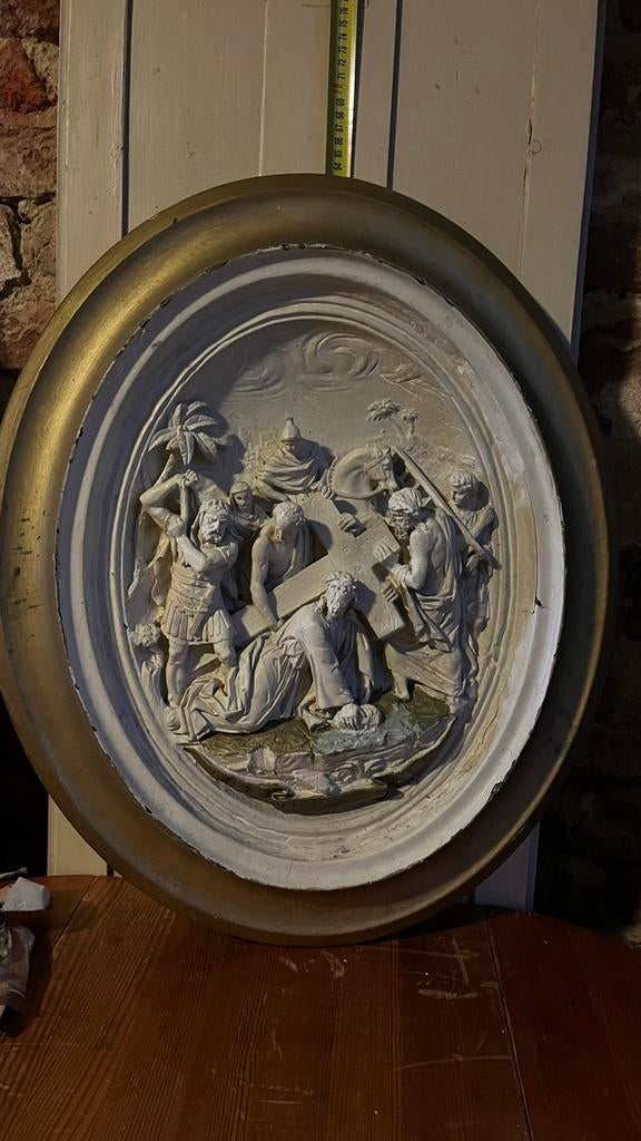 Antiek religieus wandreliëf - Passie van Christus, Antiek en Kunst, Ophalen of Verzenden