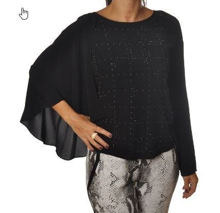 Patrizia Pepe viscose blouse met studs, IT42-NL small NIEUW, Kleding | Dames, Zwart, Nieuw, Ophalen of Verzenden, Patrizia Pepe