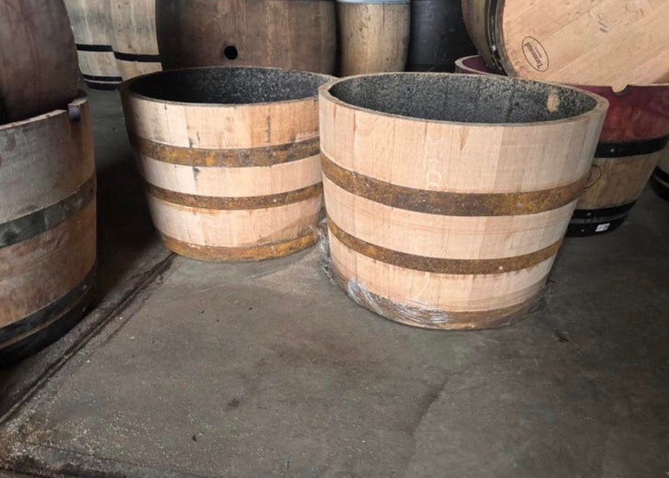 Houten bloembak, Ophalen, Rond, Bb, 60 cm of meer