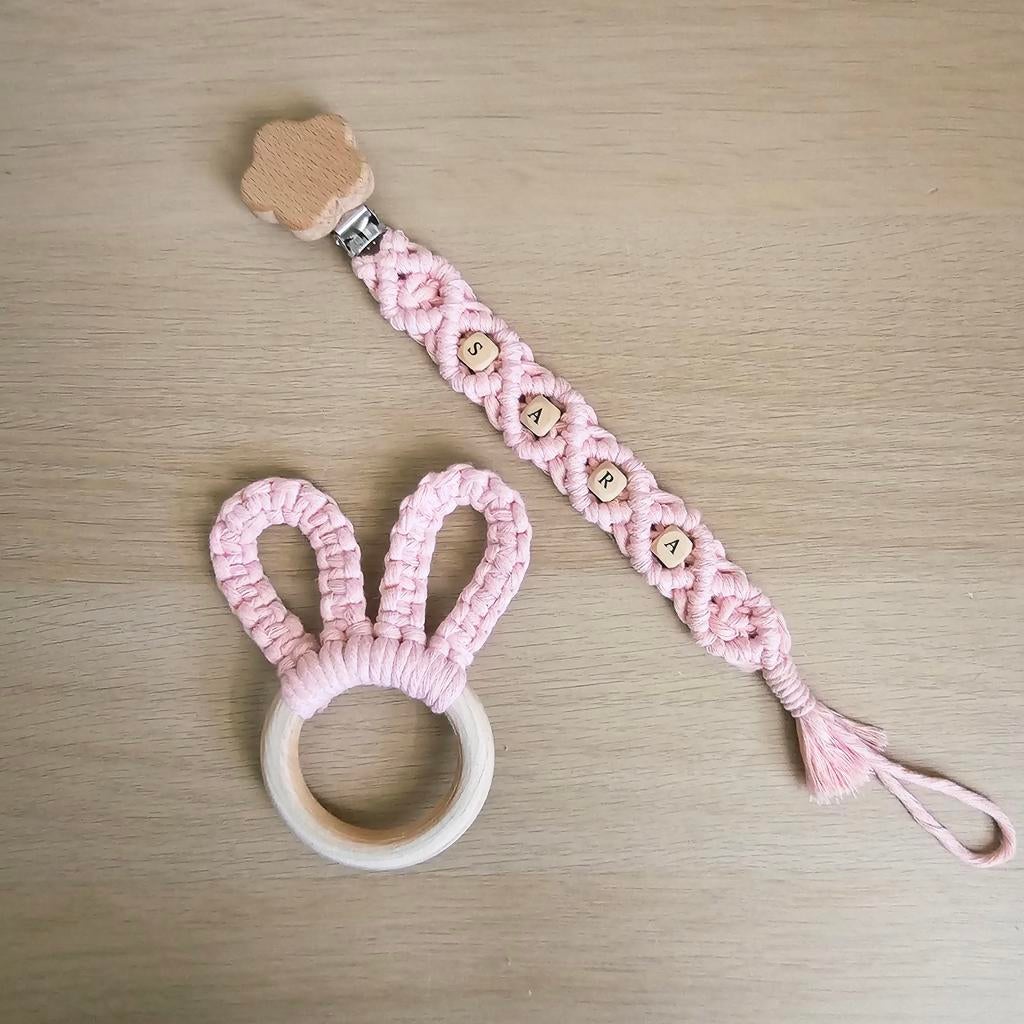 Macrame speenkoord en bijtring, Ophalen of Verzenden, Nieuw, Jongetje of Meisje
