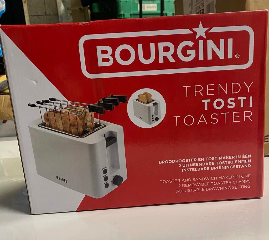 BOURGINI Trendy Tosti Toaster - Broodrooster & Tostimaker, Witgoed en Apparatuur, Broodroosters, Ophalen, Nieuw