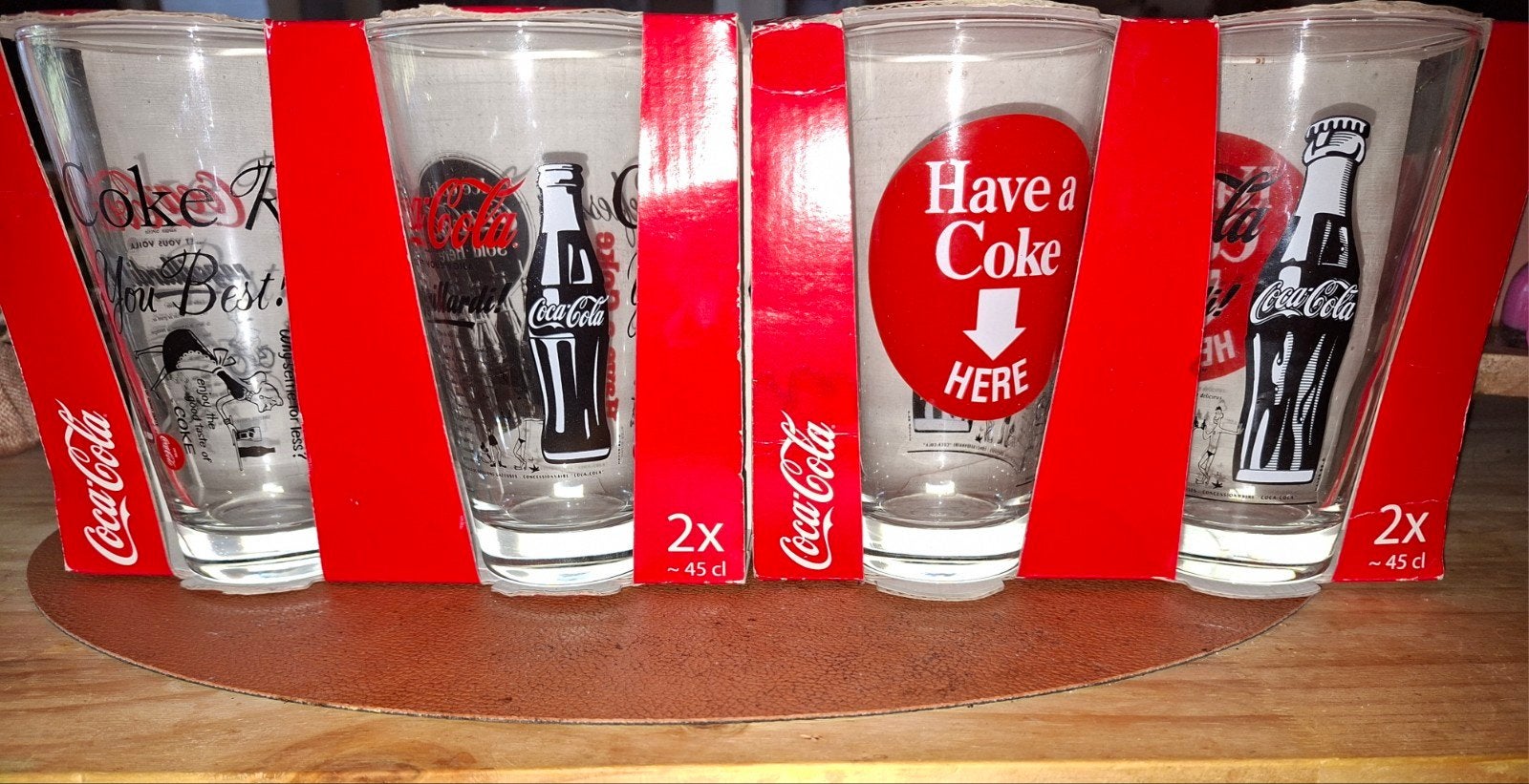 Coca-Cola Glazen Set - 4 Stuks, Vintage Design, 45 cl, Vintage, Meerkleurig, Nieuw, Ophalen of Verzenden
