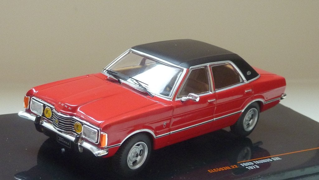 Ford Taunus GXL 1973 modelauto - Rood/Zwart, Overige merken, Auto, Nieuw, Ophalen of Verzenden