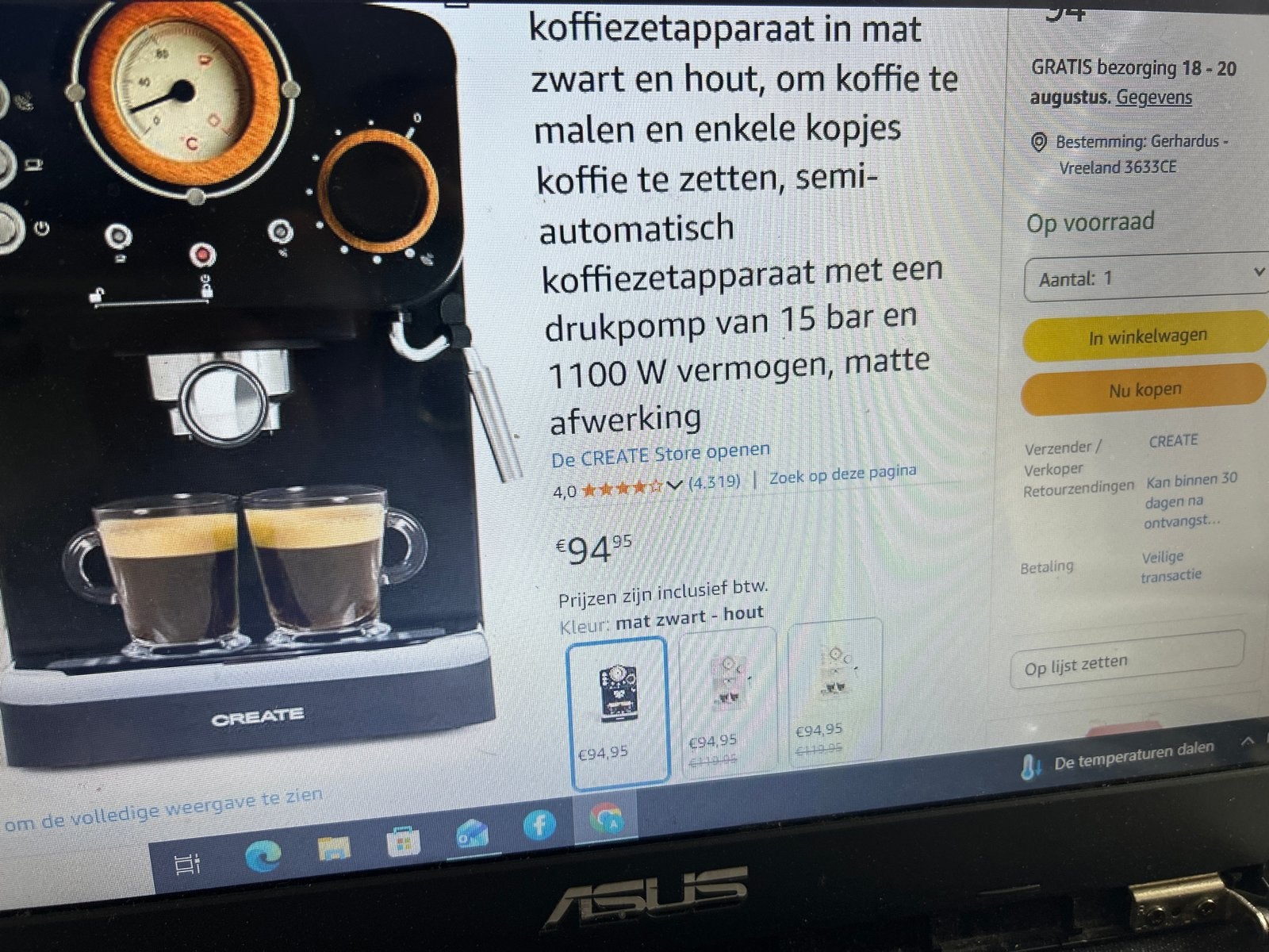 Nieuw in doos: CREATE/THERA Mat retro koffiezetapparaat, Witgoed en Apparatuur, Koffiezetapparaten, Espresso apparaat, Nieuw, Gemalen koffie