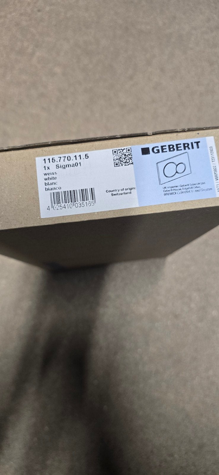 Geberit Sigma01 bedieningsplaat wit, Doe-het-zelf en Verbouw, Sanitair, Ophalen of Verzenden, Nieuw, Toilet
