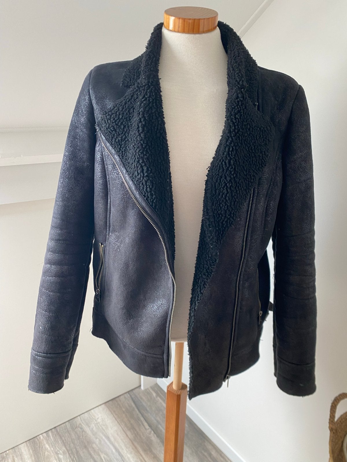 Clockhouse bikerjack met teddy voering - Maat M, Ophalen of Verzenden, Gedragen, Maat 38/40 (M), Zwart