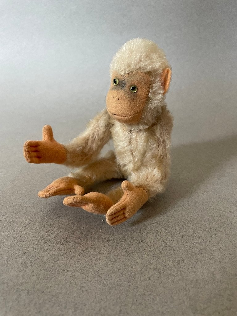 Klei antiek Steiff aapje Jocko 17 cm lang, Ophalen of Verzenden