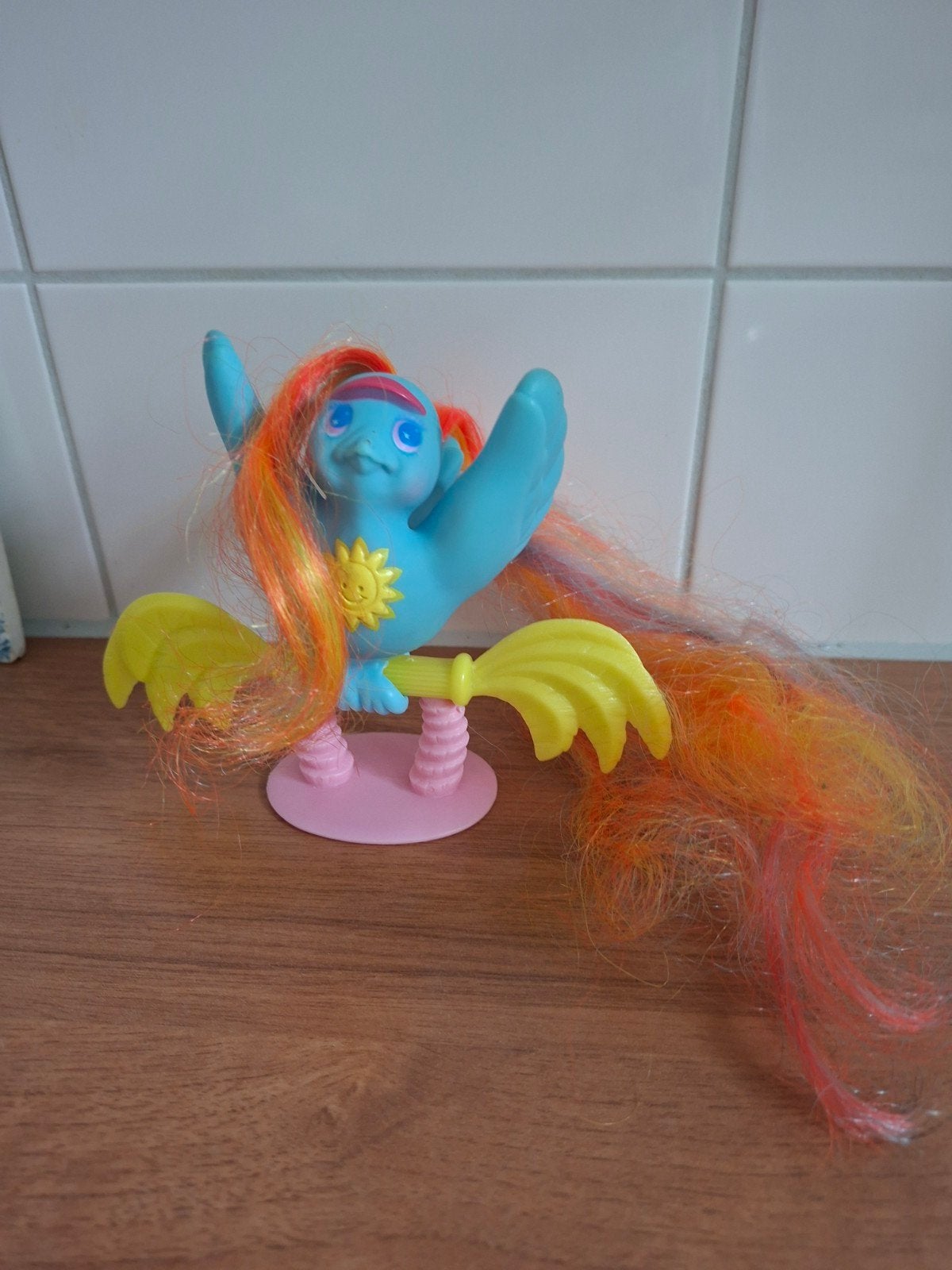 Vogeltje op stok. Kuifstaartje Mattel.Jaren 80., Ophalen of Verzenden