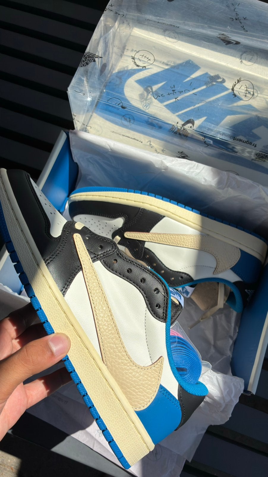 Travis scott x Fragment, Blauw, Nieuw, Ophalen of Verzenden, Sneakers of Gympen