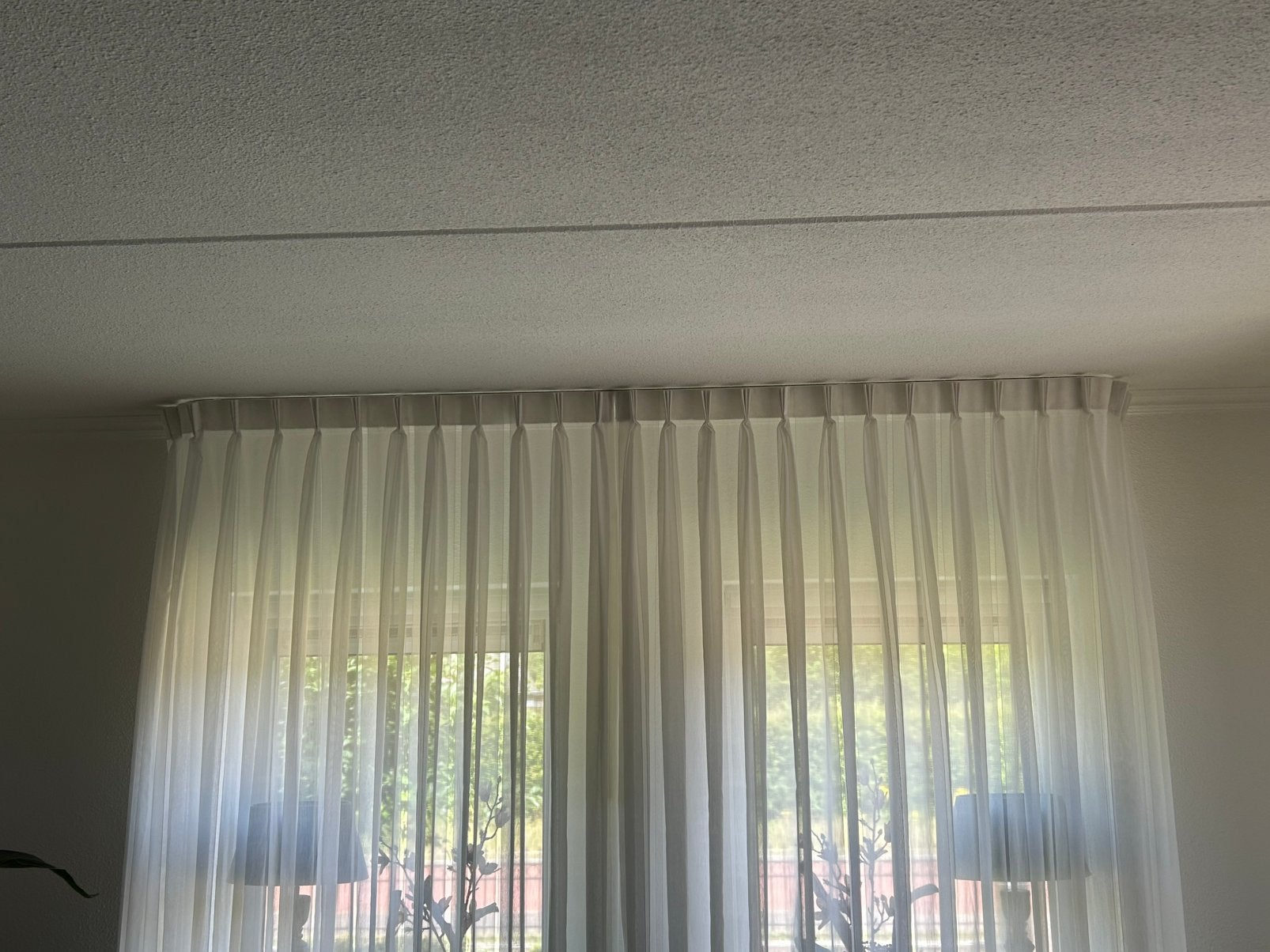 Twee inbetween gordijnen, 90 cm, Gebruikt, Wit, Ophalen of Verzenden