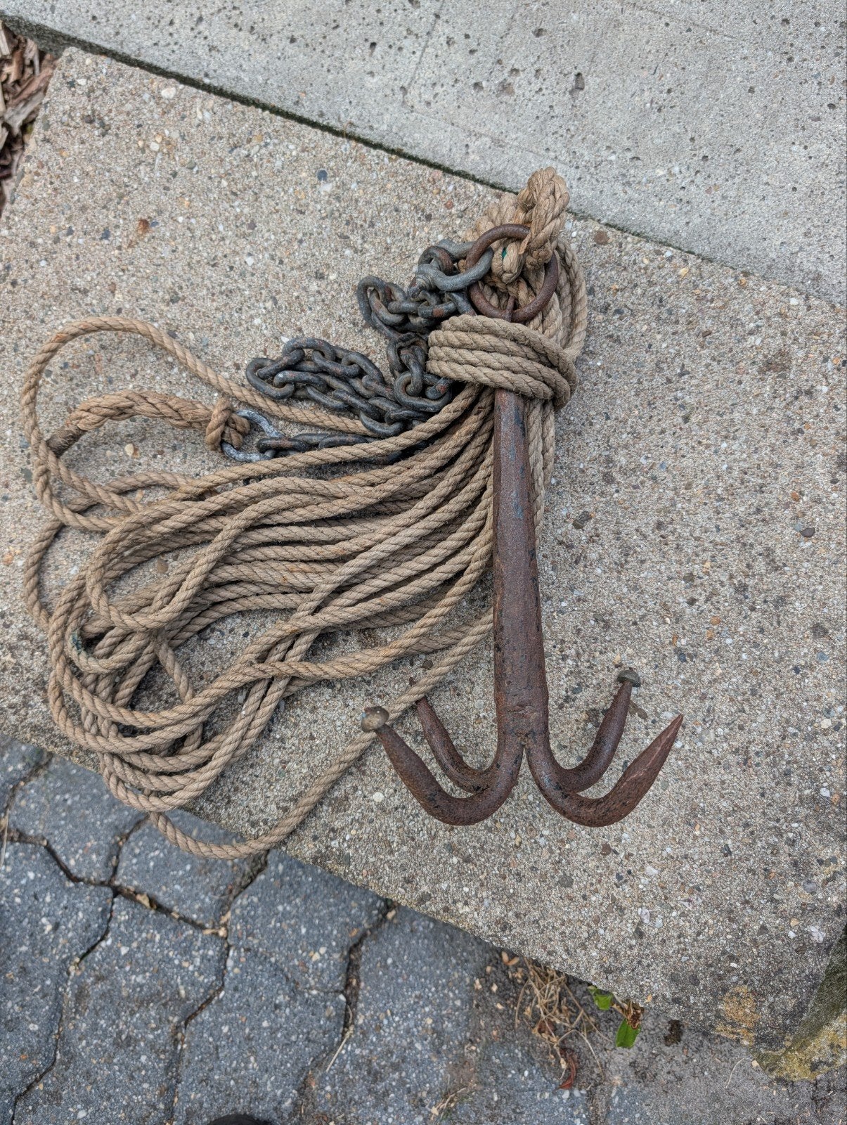 Boot anker met touw en ketting - 28 cm hoog, Watersport en Boten, Ophalen of Verzenden, Gebruikt, Overige typen