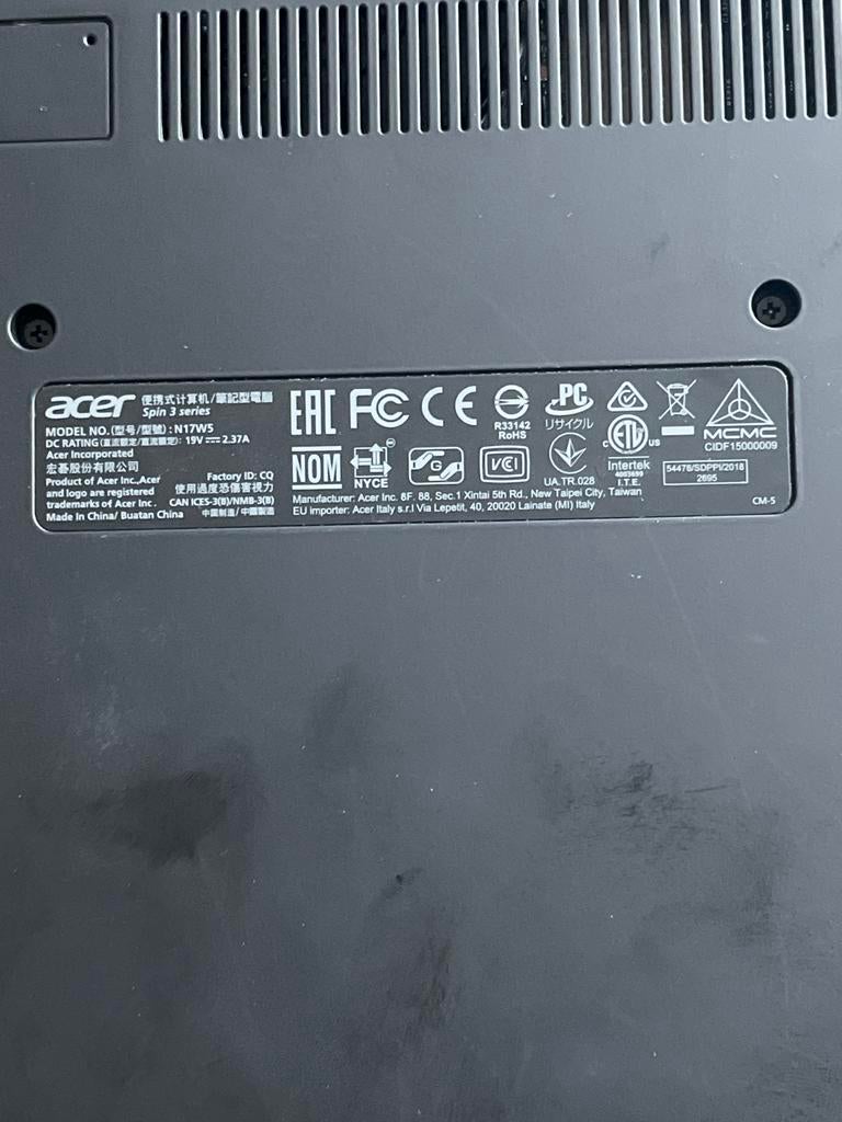 Acer Spin 3 (N17W5) - Gebroken glas - Defect, Computers en Software, Windows Laptops, Niet werkend, 14 inch, Met touchscreen, Ophalen of Verzenden