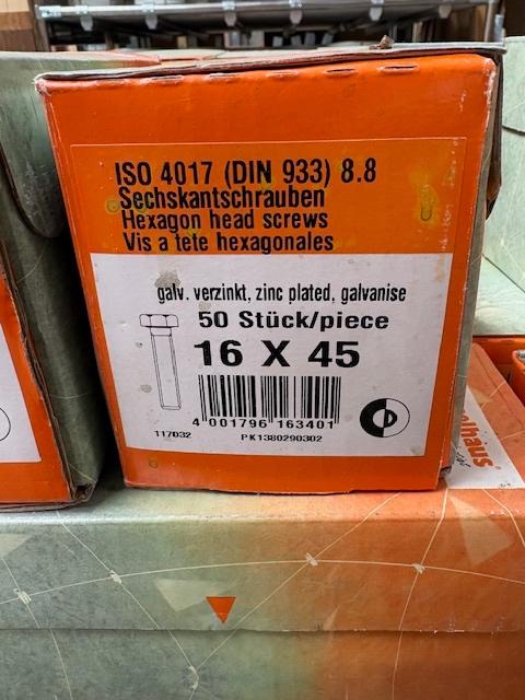 zeskantbouten M16x45 verzinkt DIN 930 8.8 Desselhaus, Ophalen of Verzenden, Nieuw, Minder dan 50 mm, Bouten of Moeren