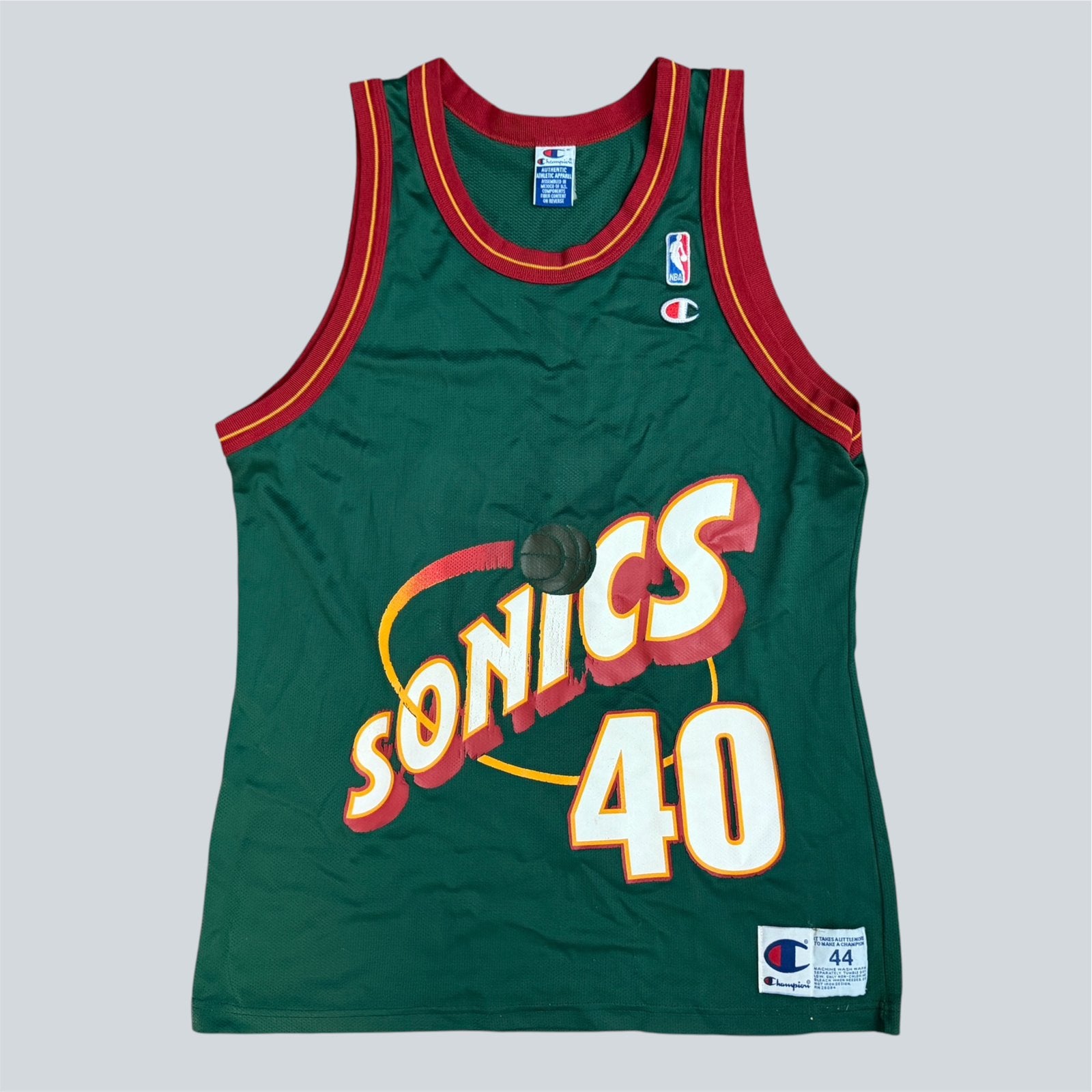 Vintage 90s NBA Champion Shawn Kemp Seattle Sonics jersey, Ophalen of Verzenden, Gebruikt, Kleding