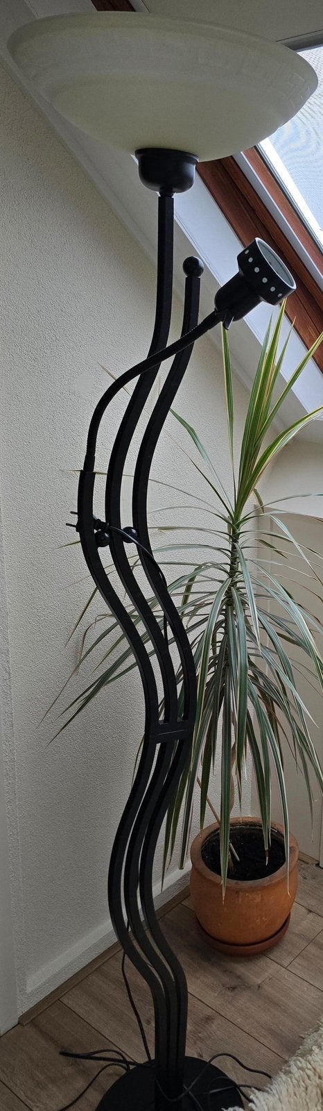 Zwarte staande lamp met leeslampje te koop, Huis en Inrichting, Ophalen, Zo goed als nieuw, 150 tot 200 cm