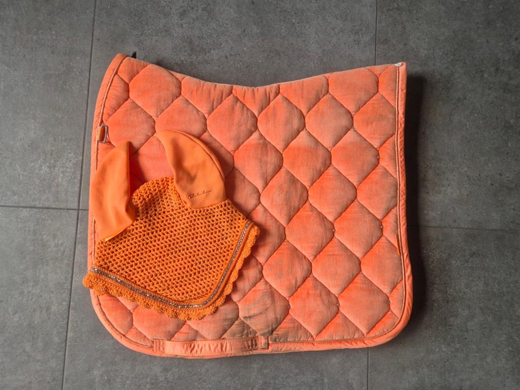 Eskadron Classic sports dekje en oornetje, Dieren en Toebehoren, Paarden en Pony's | Dekens en Dekjes, Oranje, Gebruikt, Dressuurdekje