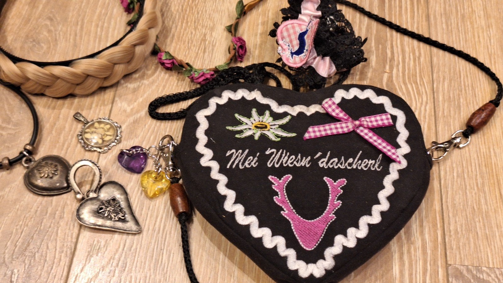 Dirndl tasje sieraden oktoberfeest haarband, Maat 46/48 (XL) of groter, Ophalen of Verzenden, Accessoires, Overige thema's