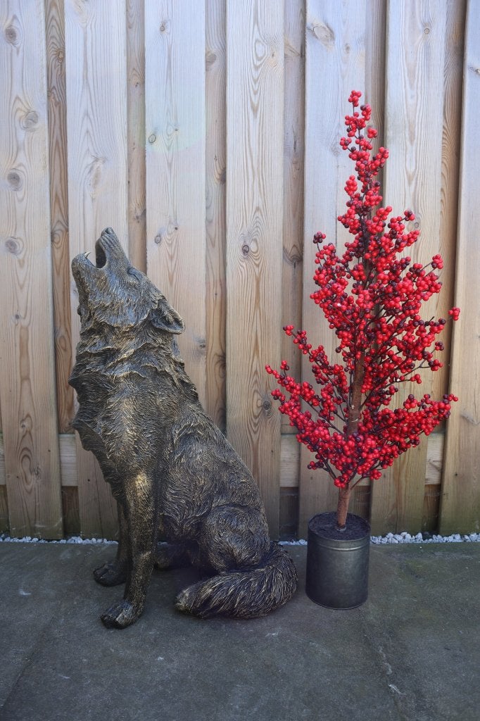 Wolf beeld goud 74 cm | tuinbeeld & woondecoratie, -, -, Nieuw, Kunststof