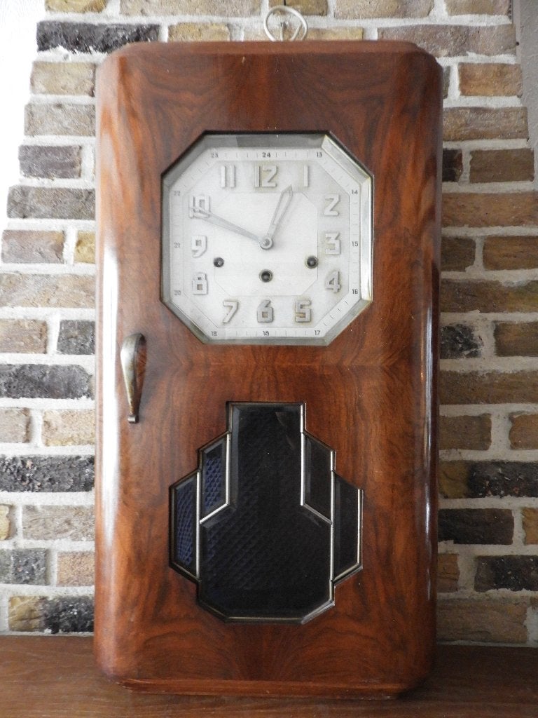 antieke wandklok art deco stijl (niet werkend), Antiek en Kunst, Ophalen