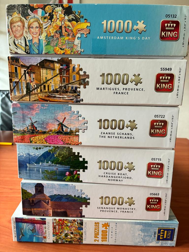 King puzzels 1000 stukjes, Hobby en Vrije tijd, Denksport en Puzzels, Zo goed als nieuw, 500 t/m 1500 stukjes, Ophalen of Verzenden
