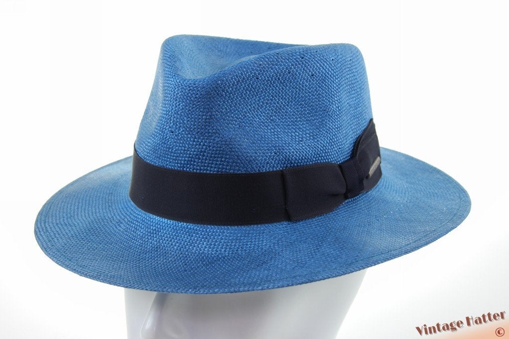 stro panama hoed Stetson Traveller Viscose blauw S 56 Nieuw