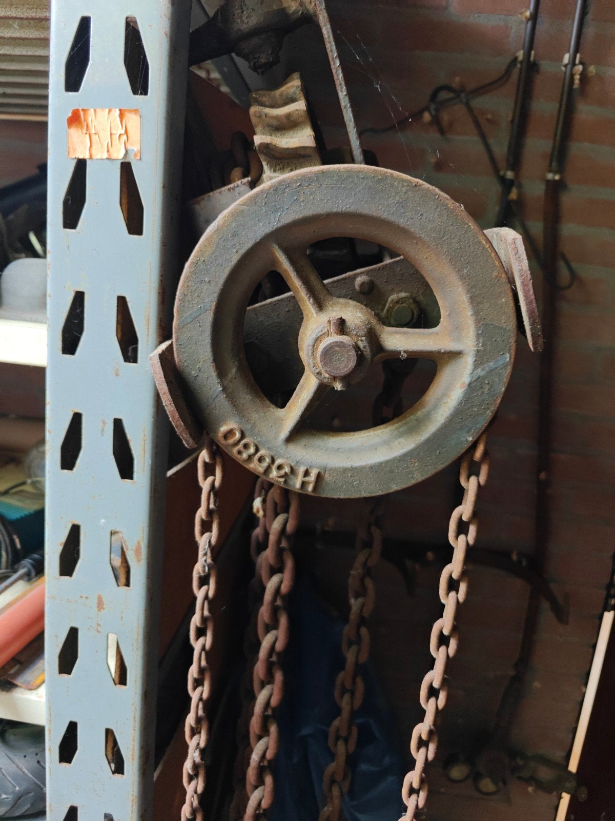 Oude kettingtakel - Vintage hijsgereedschap, Ophalen of Verzenden