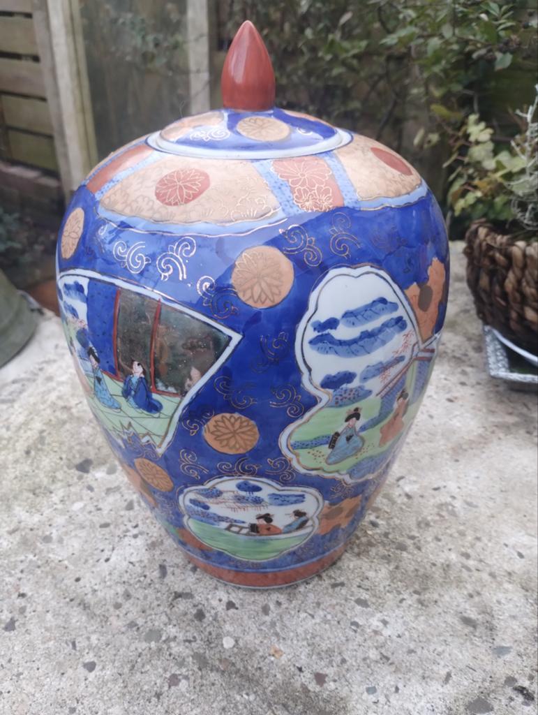 Blauwe Chinese dekselvaas – Vintage, Antiek en Kunst, Ophalen