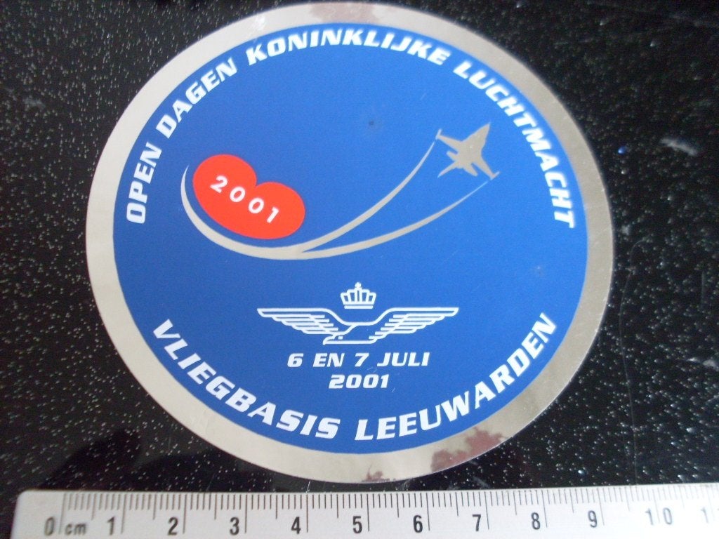 folie sticker vliegbasis leeuwarden open dagen 2001 KLu, Verzamelen, Verzenden, Zo goed als nieuw, Bedrijf of Vereniging