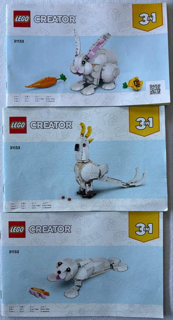 LEGO Creator 31133 Wit Konijn 3-in-1 Set, Lego, Ophalen of Verzenden, Zo goed als nieuw, Compleet