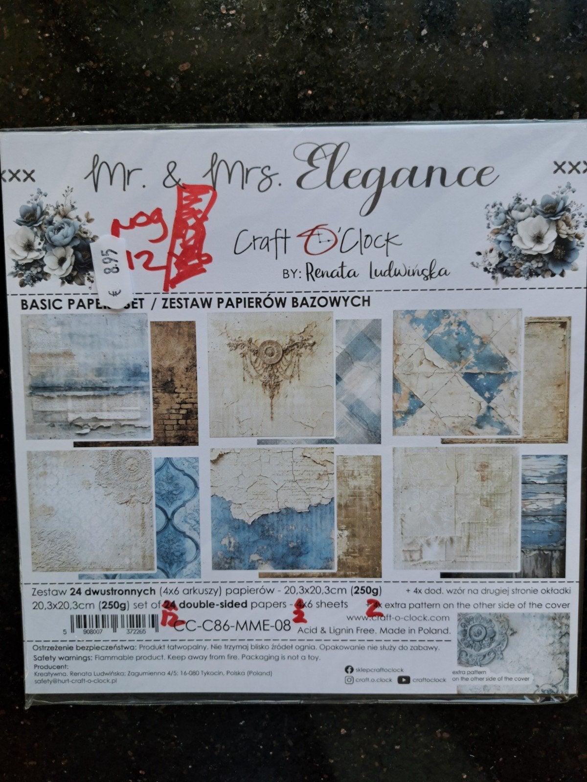 half pak ELEGANCE CRAFT O CLOCK ACHTERGROND DESIGN PAPIER, Ophalen of Verzenden, Zo goed als nieuw, Papier of Karton