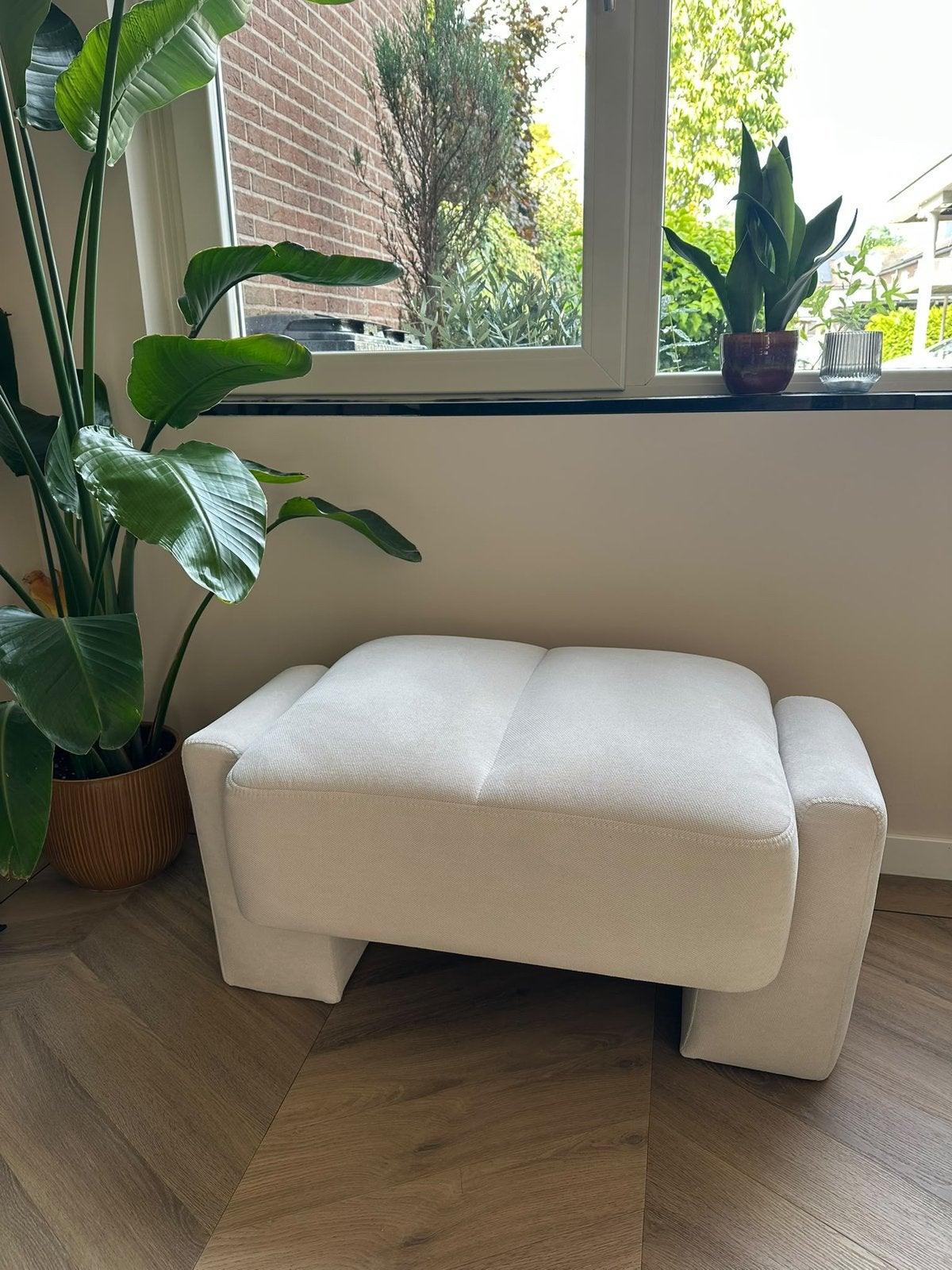 Westwing bobi poef creme, Huis en Inrichting, Ophalen, Minder dan 50 cm, 125 cm of meer, Vierkant