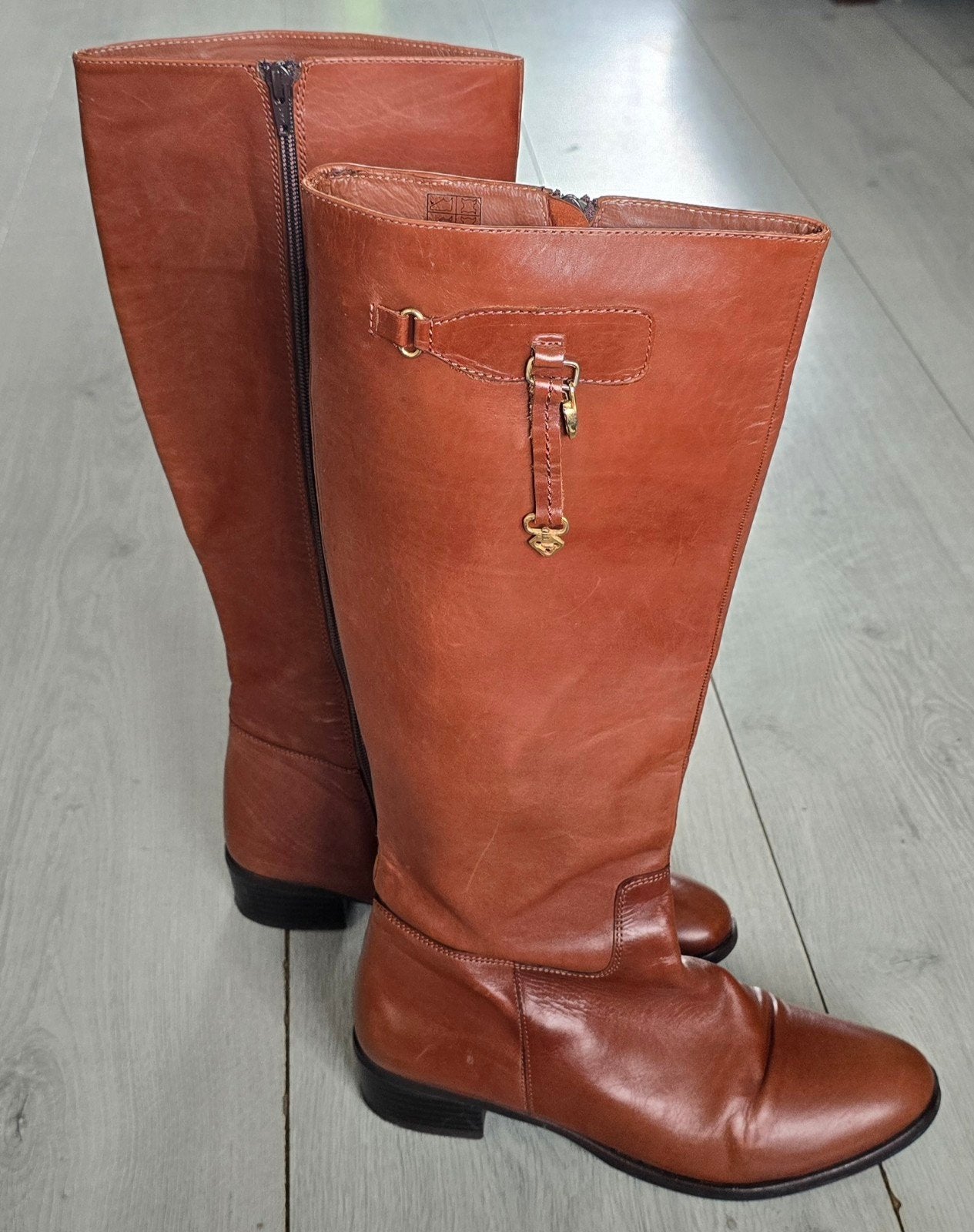 Leren laarzen in cognacbruin, maat 41, Hoge laarzen, Bruin, Ophalen of Verzenden, Si