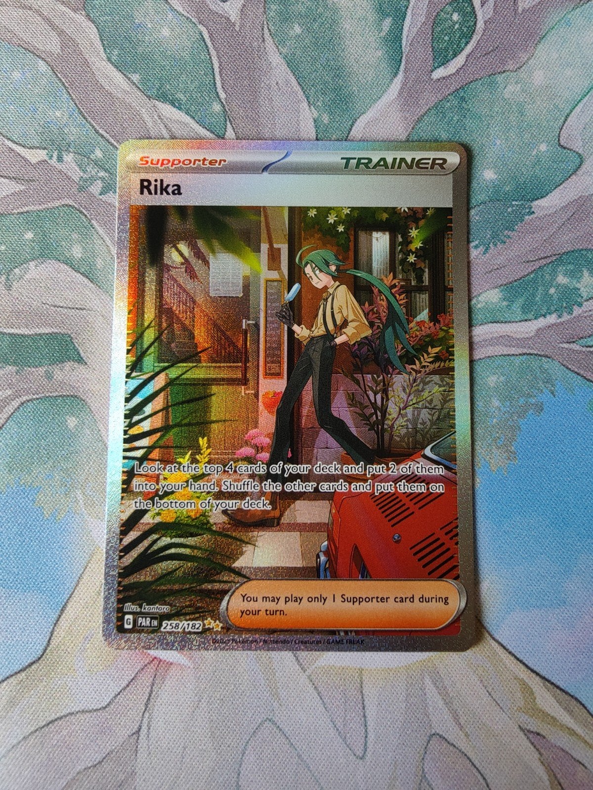 Pokemon paradox rift rika illustration trainer 258/182, Ophalen of Verzenden, Nieuw, Losse kaart, Foil