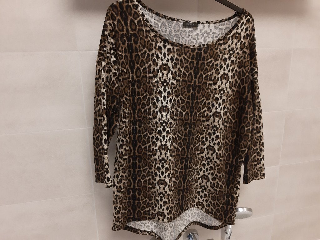 Panter print top driekwart mouwen - maat M, Kleding | Dames, Maat 38/40 (M), Bruin, Ophalen of Verzenden, Zo goed als nieuw