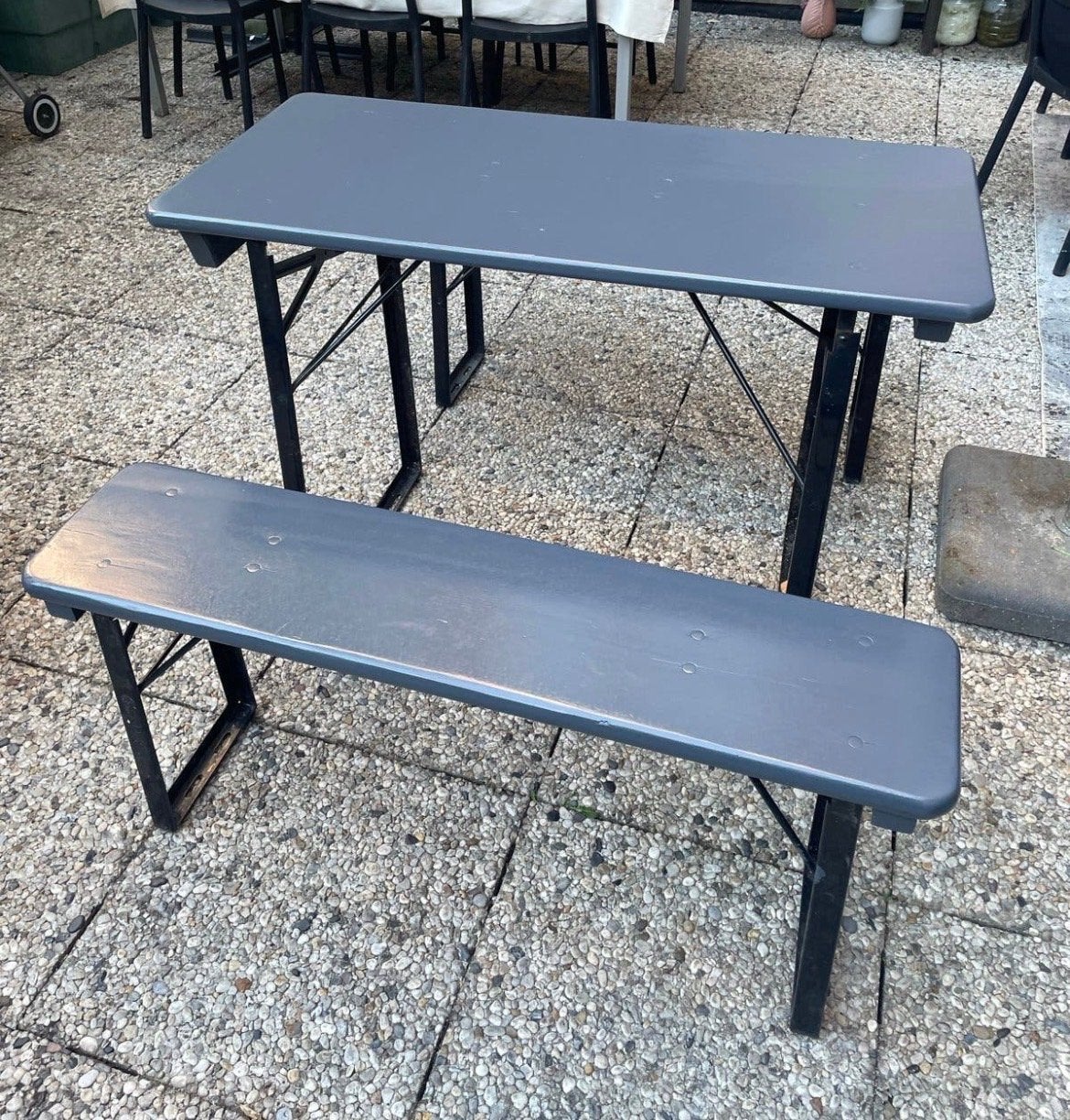 Inklapbare picknicktafel met bankjes - Grijs, Ophalen, Overige materialen, Gebruikt, Inklapbaar