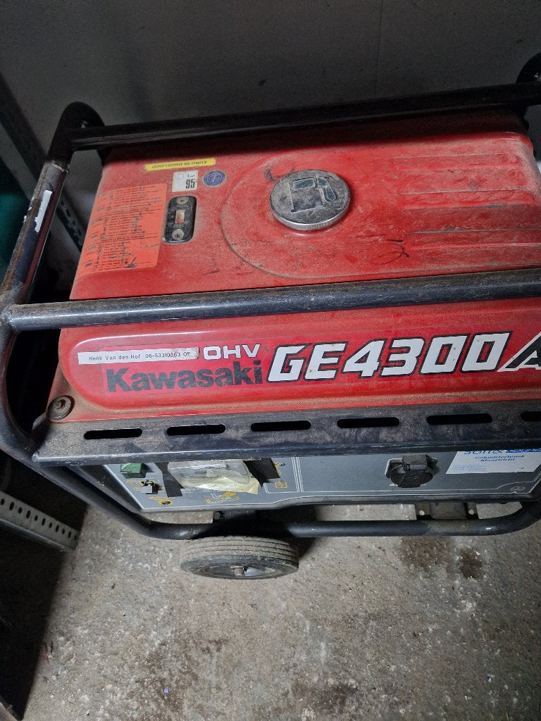 Kawasaki Benzine Aggregaat GE4300A - 3600 Watt, Doe-het-zelf en Verbouw, Aggregaten, Ophalen, Gebruikt, Minder dan 5 kVA, Benzine