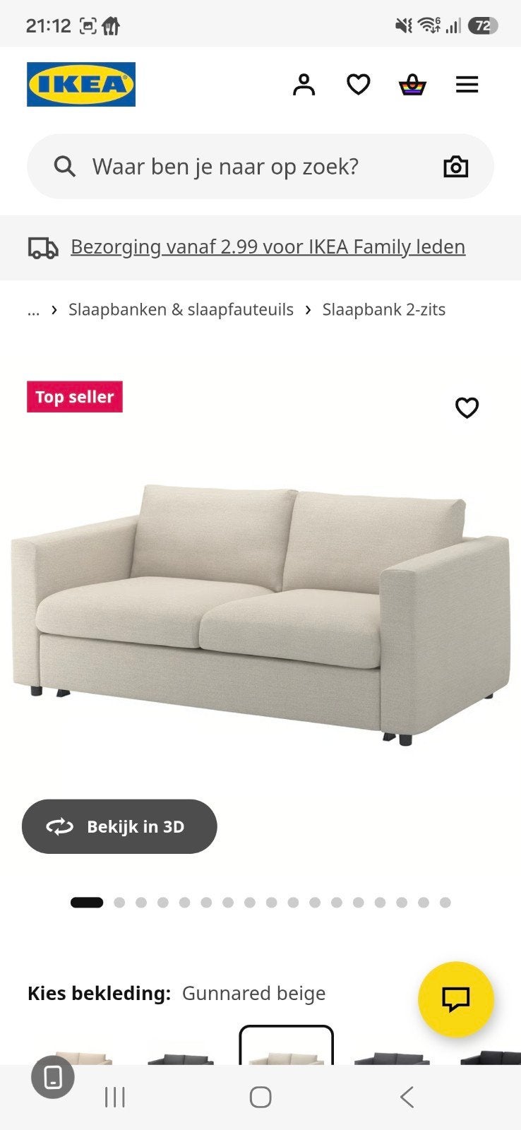 IKEA VIMLE 2-zits slaapbank - 8 maanden oud, Ophalen, Zo goed als nieuw, Tweepersoons, Beige
