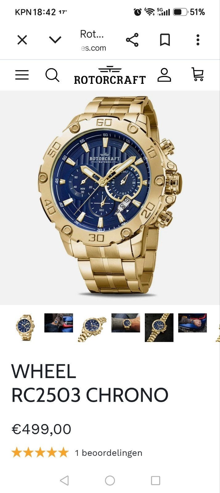 Rotorcraft Wheel RC2503 Chrono Horloge - Nieuw, Overige merken, Staal, Staal, Polshorloge