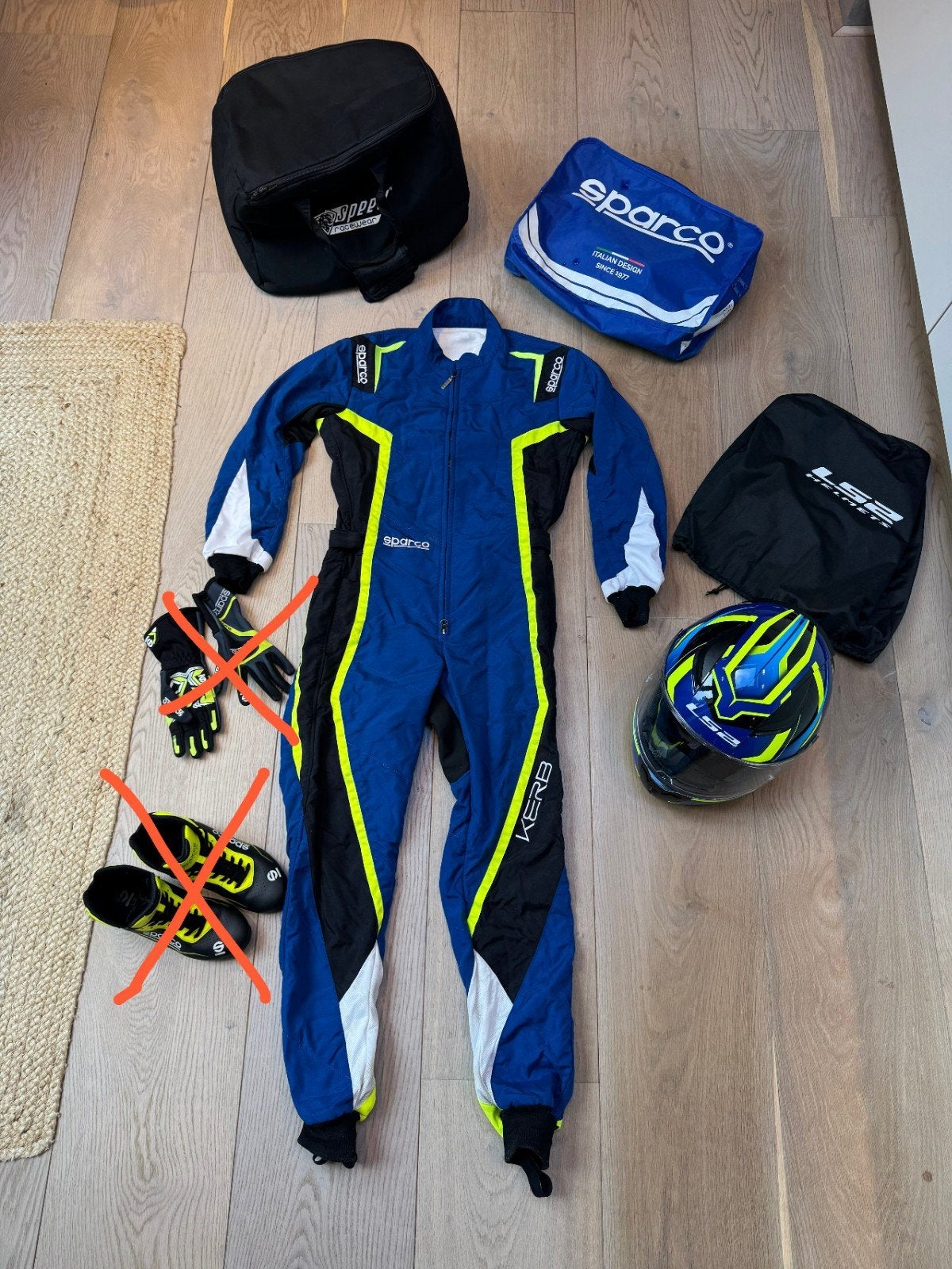 kart overall Sparco helm LS2, Ophalen of Verzenden, Zo goed als nieuw, Kart