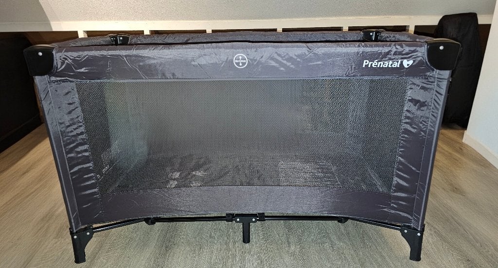 Prenatal campingbedje + matras 120 cm Grijs, Kinderen en Baby's, Ophalen, Zo goed als nieuw, Reisbedje