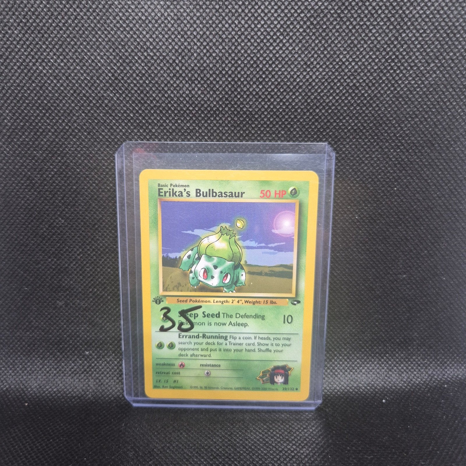 Erika's Bulbasaur 1st Edition Gym, Hobby en Vrije tijd, Verzamelkaartspellen | Pokémon, Ophalen of Verzenden, Zo goed als nieuw