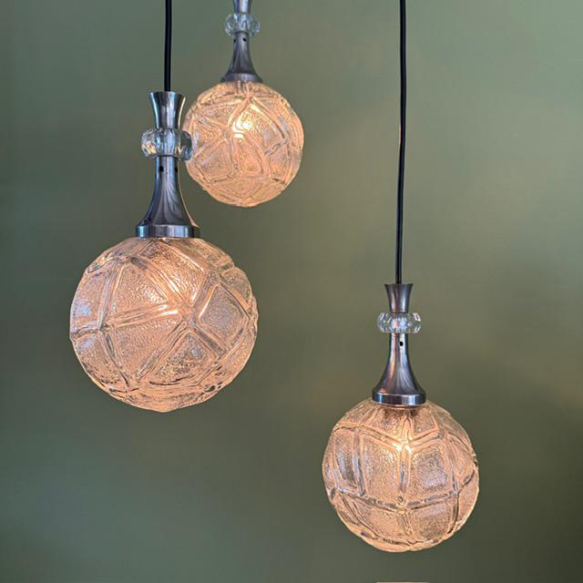 Hanglamp, Cascade, Doria Leuchten, vintage, retro, jr 60/70, Ophalen of Verzenden, Zo goed als nieuw, Glas